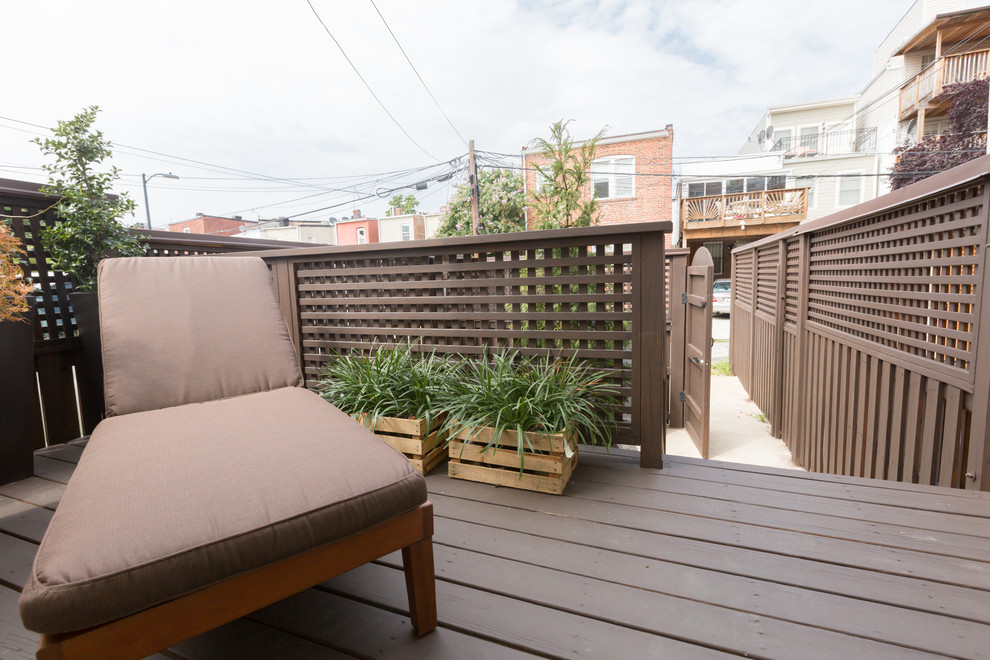 Small contemporary backyard deck in Dallas with no cover.