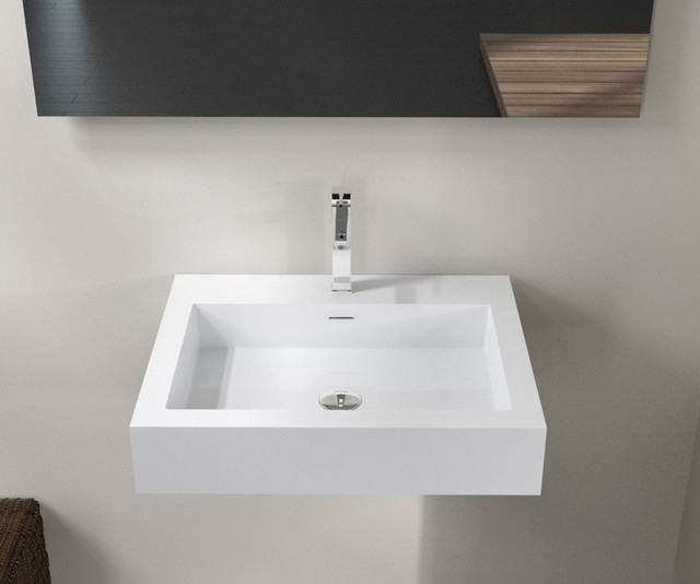 Rectangular Modern Stone Resin Wall Mounted Sink WT06M Modern Bathroom San Francisco