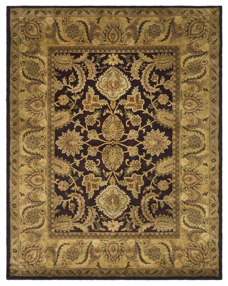 Classic Purple/Yellow Area Rug CL244B, 2' x 3' Traditional Area