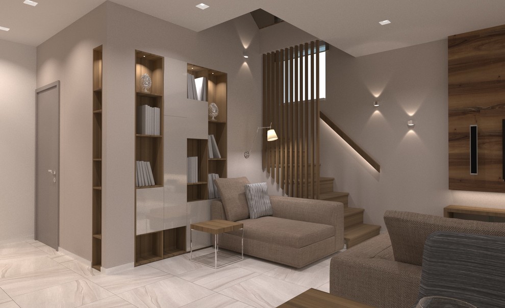 Интерьер коттеджа в современном стиле. 120 кв.м.