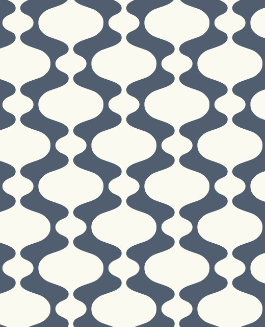 Ashbury Navy Retro Wallpaper, Sample Contemporary Wallpaper by Brewster Home Fashions Houzz