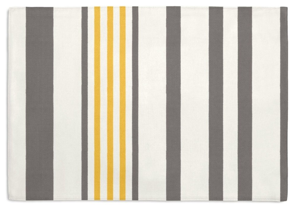 Stripe Custom Placemat Set, Gray, Yellow, and White