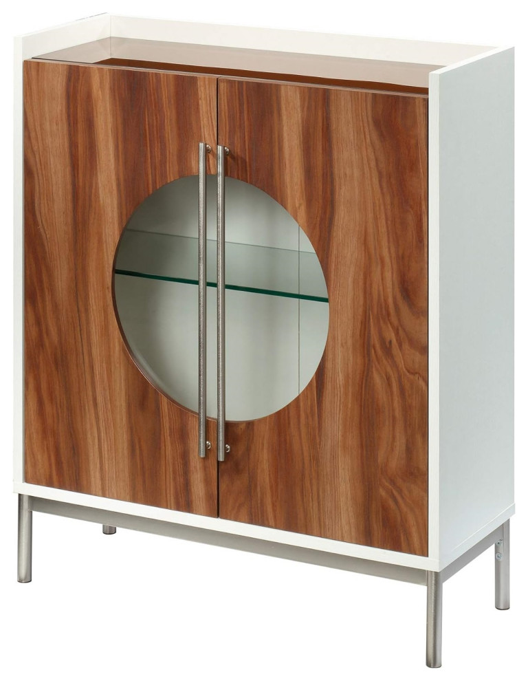 Contemporary Storage Doors With Round Glass Insert, Engineered