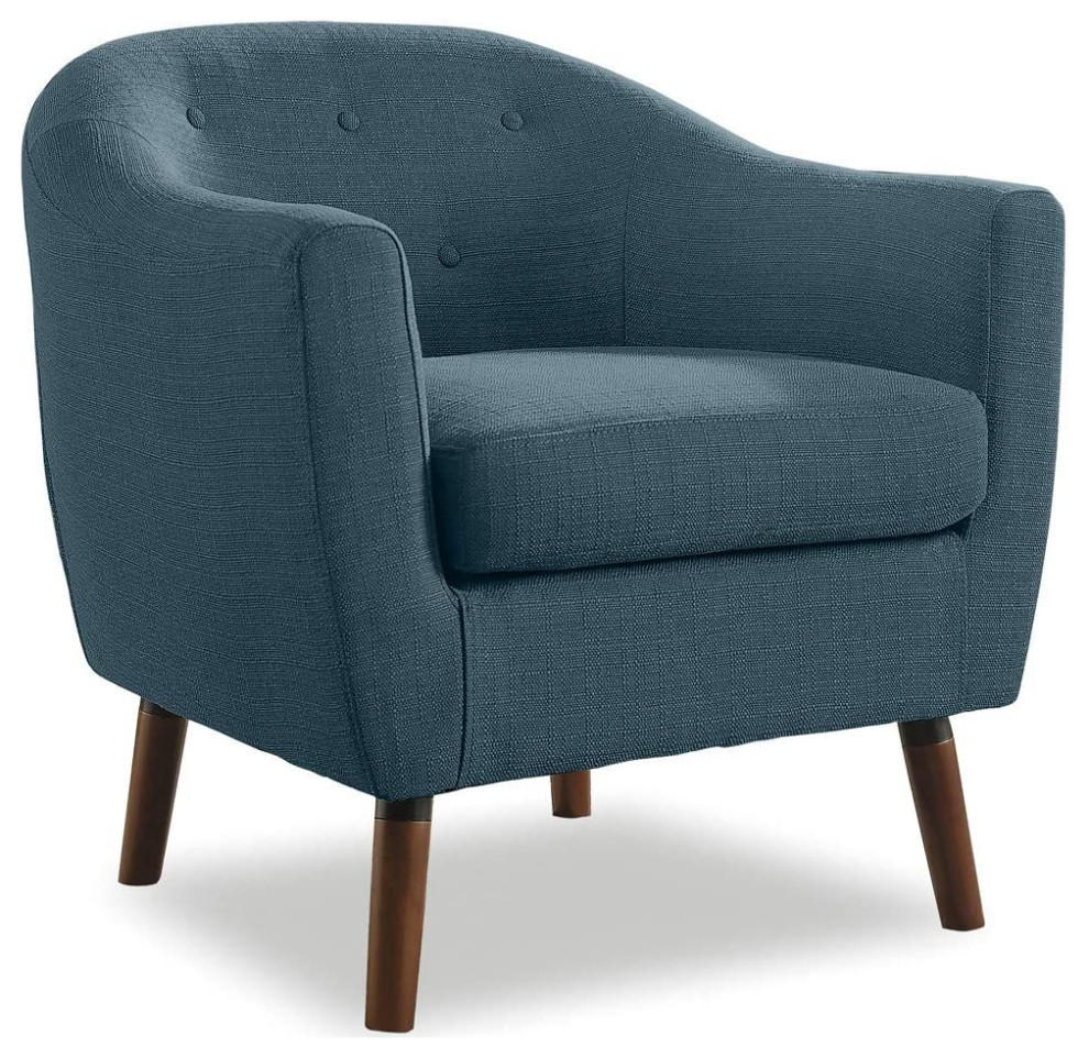 Mid Century Modern Accent Chair, Barrel Design With Button Tufted ...