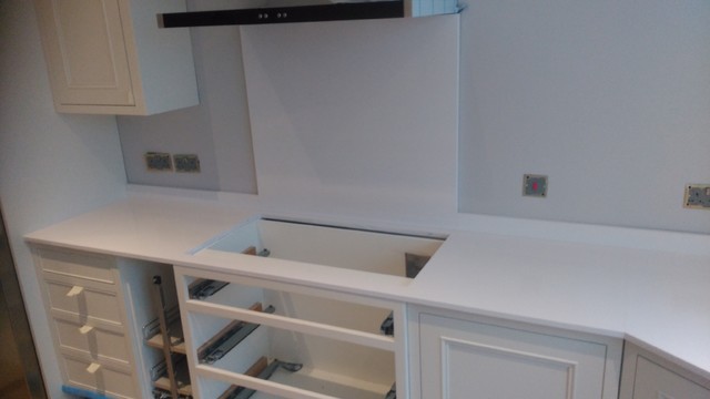 Kitchen Worktops And Island In Silestone White Storm Quartz