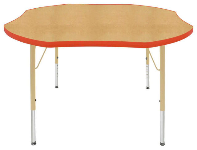 Mahar Creative Colors 36 x 60 Rectangle Table with Top Color: Maple Glide Style: Self-Leveling Nickel Edge Color: Tan Leg Height: Standard 21-30 