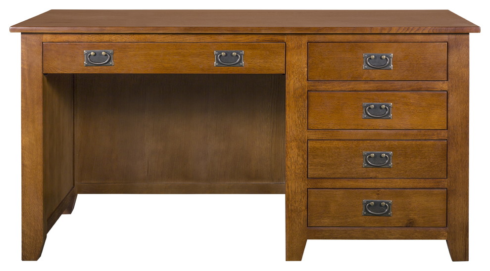 Mission Quarter Sawn Oak Desk, Library Table Transitional Desks And Hutches by Crafters