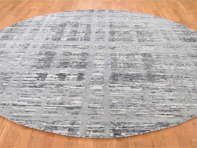 Hand Spun Undyed Natural Wool Modern Round Oriental Handknotted Rug 10 X10 Contemporary Area Rugs By Shahbanu Houzz Hand Spun Undyed Natural Wool Modern, Contemporary Round Rugs