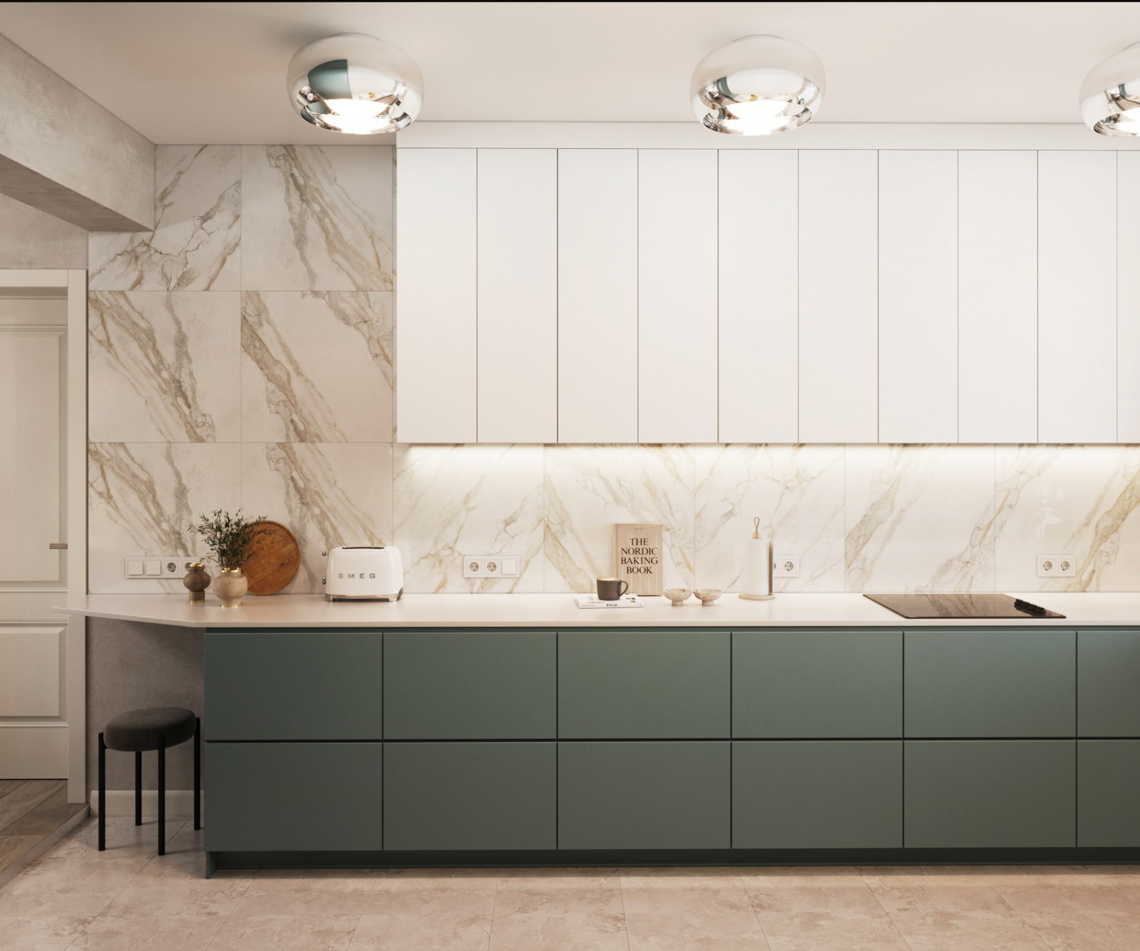 Кухня в оттенках шалфея