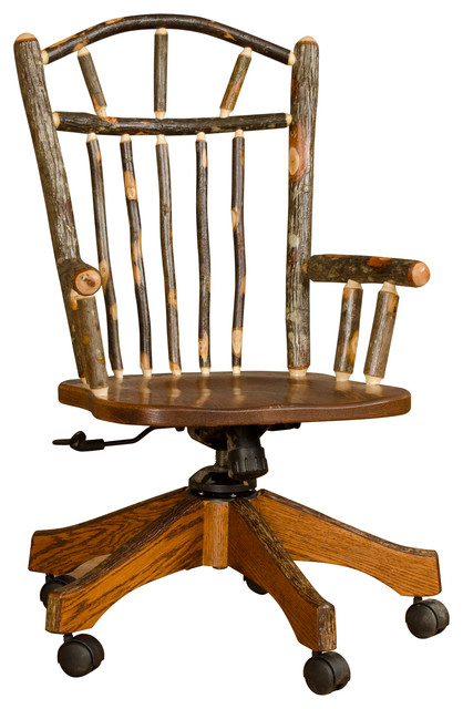 Rustic Hickory And Oak Adjustable Office Chair Rustic Office