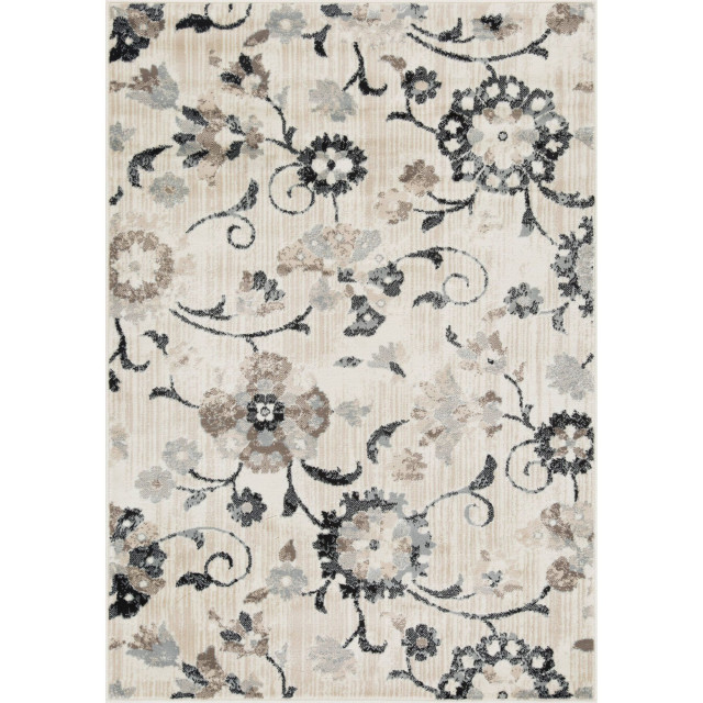 L'Baiet Quinn Grey Indoor Floral Decor 8 Ft. X 10 Ft. Rug
