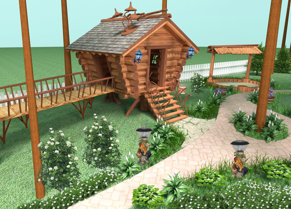 Ландшафтный дизайн площадки около частного дома