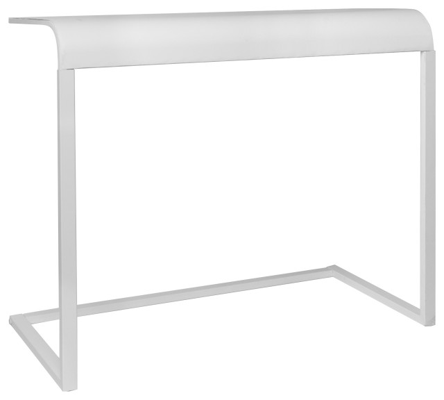 American Art Decor White Portable C-Shaped Desk