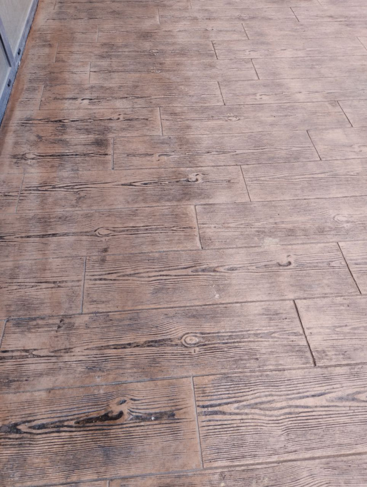 Печатный бетон, рисунок Итальянский сланец в комбинации с Доской