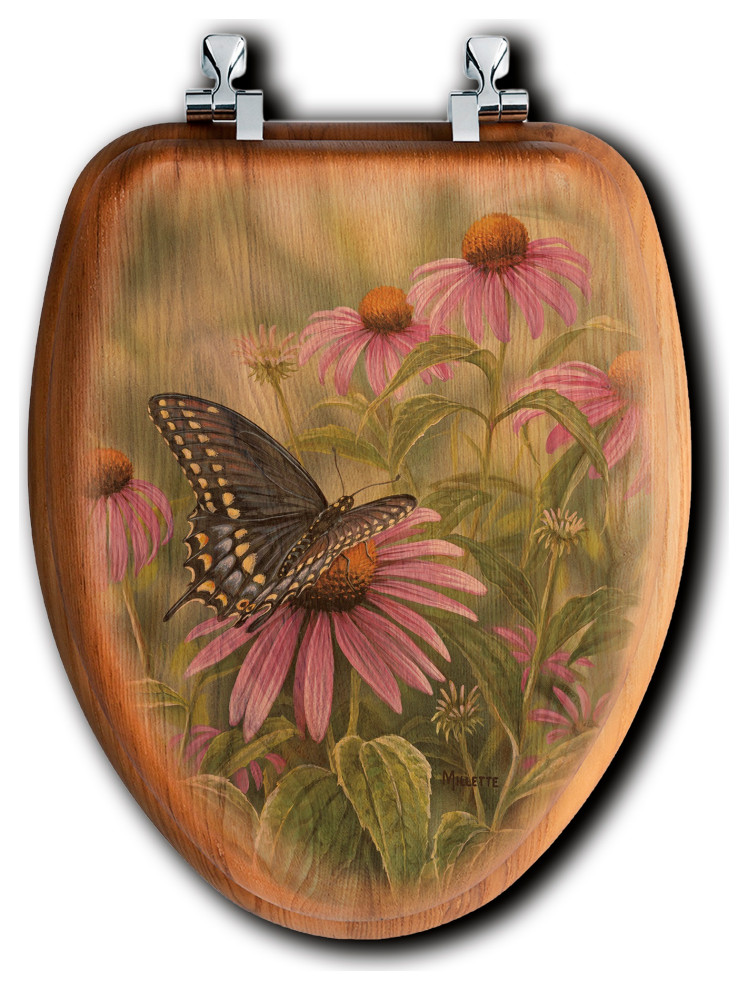 Toilet Seat, Elongated, Black Swallowtail Butterfly, Elongated