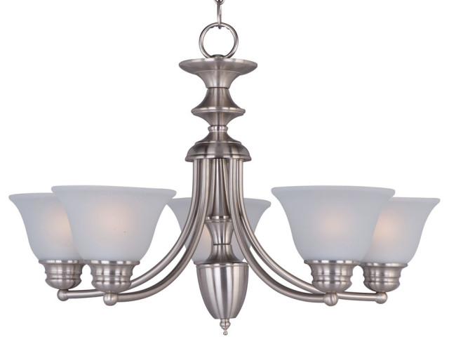 Malaga 5-Light Chandelier, Satin Nickel, Frosted