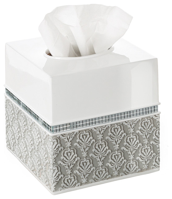 Mirror Damask Square Tissue Box Traditional Tissue Box Holders by