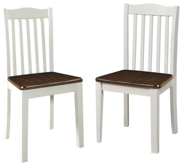 Dorel Living Beth Dining Chairs, Dark Walnut/White, Set of 2
