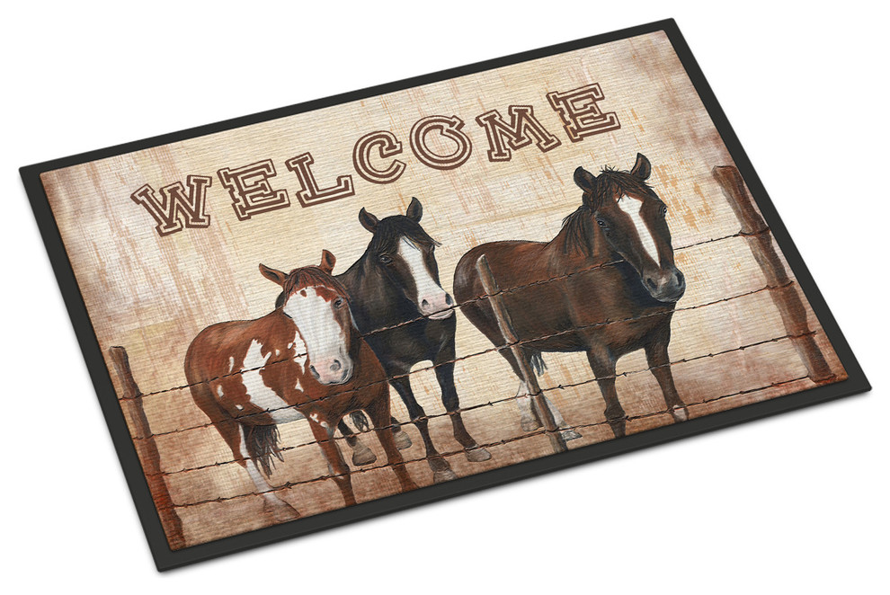 Mat, With Horses Indoor/Outdoor Mat, 18"x27" Farmhouse