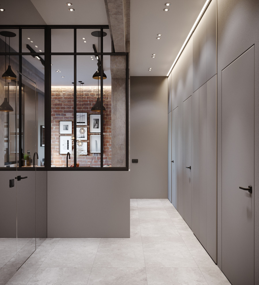 Квартира на Обводном. Коридор. Стеклянная перегородка.