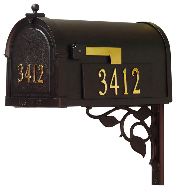 Berkshire Mailbox With Address Numbers & Floral Mounting Bracket