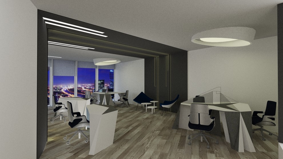 Концепция офиса для компании аэрокосмической отрасли в Москва-Сити