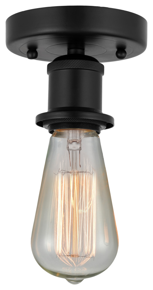 Innovations 6161FBK Bare Bulb 1 Light 2" SemiFlush Mount, Matte