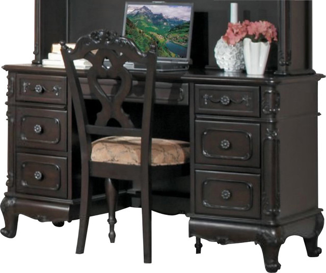 Homelegance Cinderella DoubleDrawer Pedestal Writing Desk in Cherry Traditional Desks And