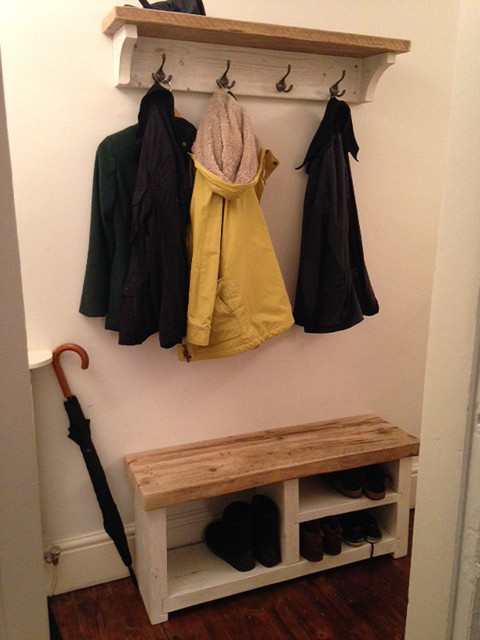 Cottage Style Reclaimed Wood Coat And Shoe Rack Combo Country Entry Cheshire By Reclaimed Bespoke Houzz Au