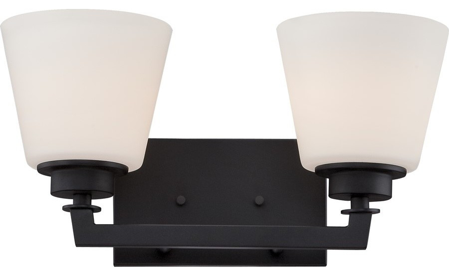 Nuvo Mobili 2-Light Vanity Fixture With Satin White Glass, Aged Bronze, 60-5552