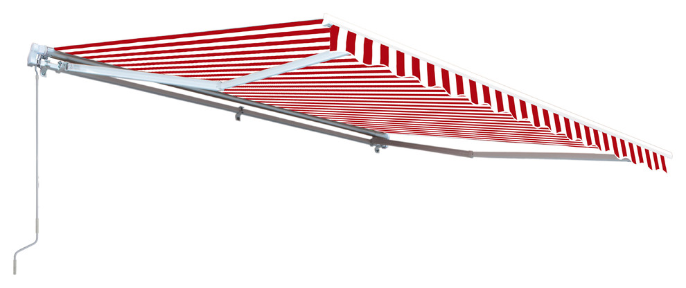 Aleko Retractable Awning, 13'x10', Red/White Stripes