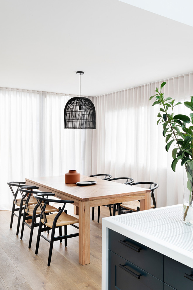 This is an example of a scandinavian dining room in Melbourne.