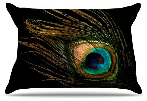 Alison Coxon "Peacock Black" Pillow Case, 36"x20"