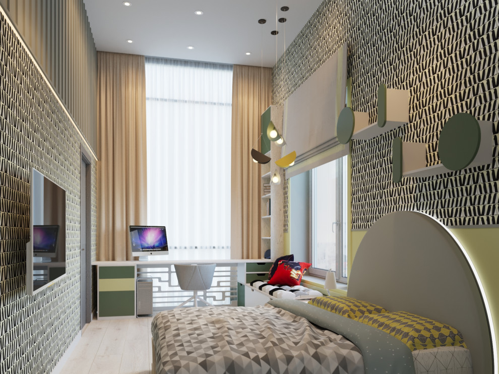 Интерьер дома, с мрамором и яркими акцентами