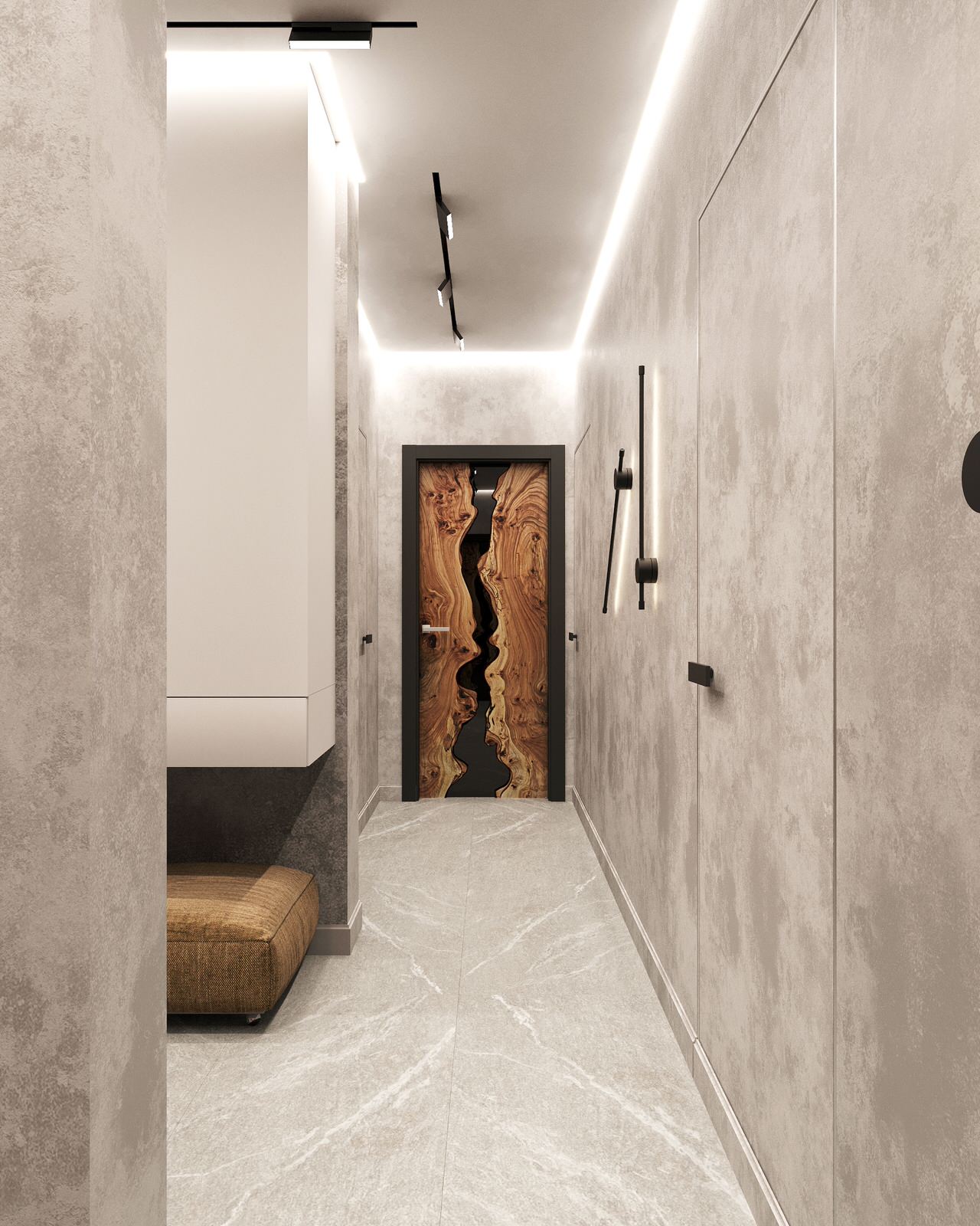 Трехкомнатная квартира для семьи из 4 человек с монохромным интерьером