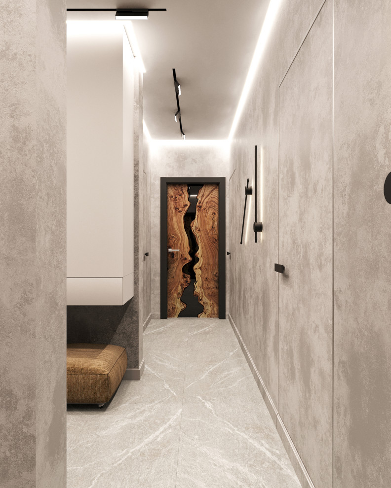 Трехкомнатная квартира для семьи из 4 человек с монохромным интерьером