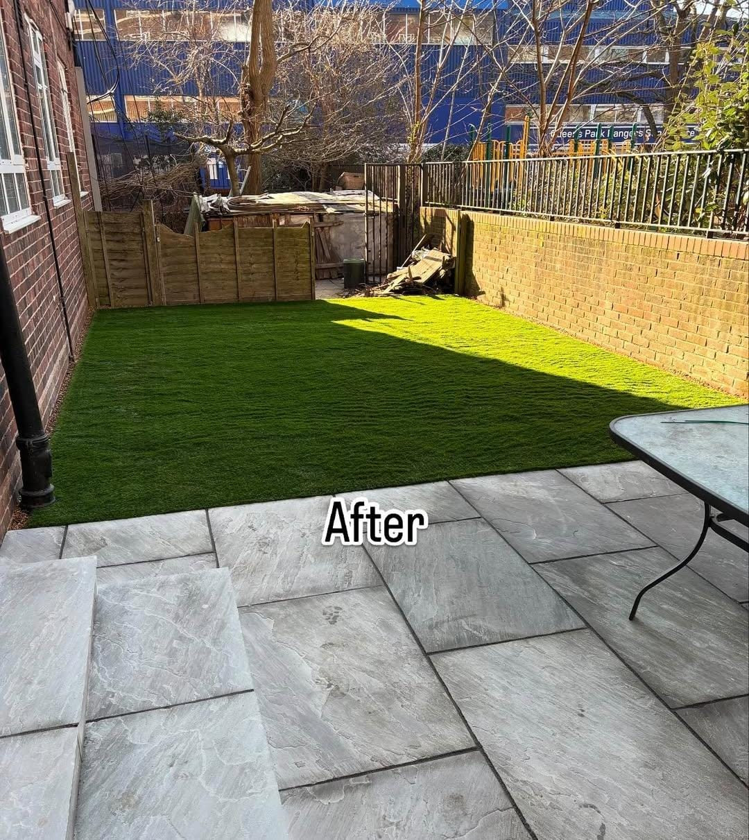 complete makeover of a tired and uneven backyard space