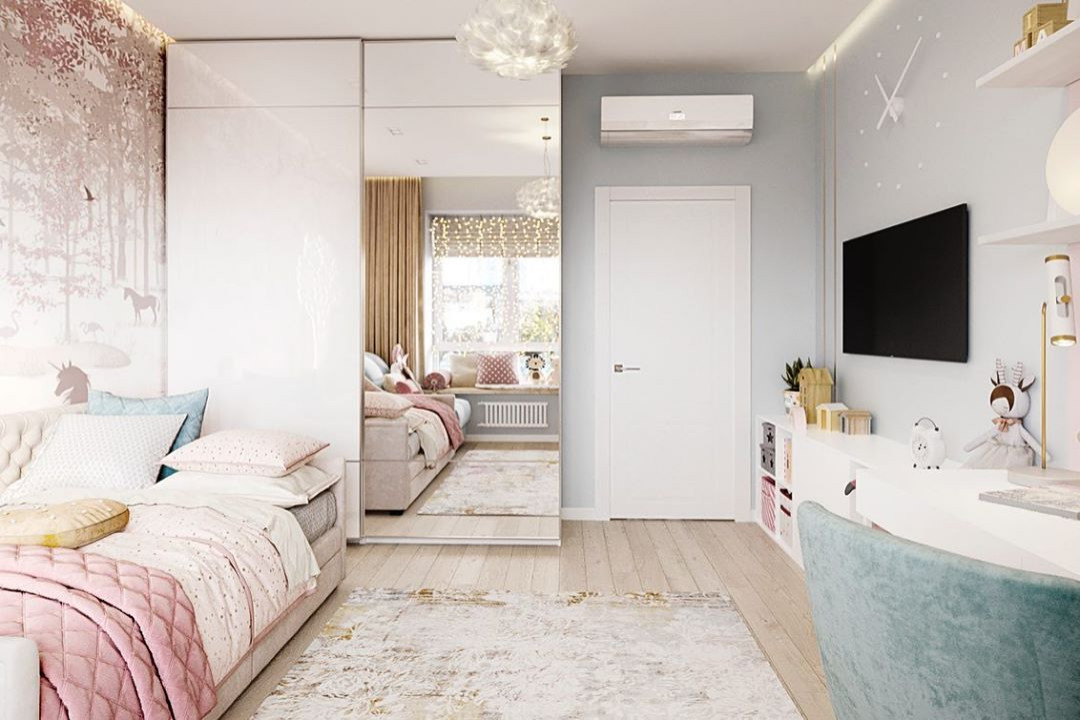 Сверкающая детская с волшебным лесом на обоях Alltowall которые можно мыть