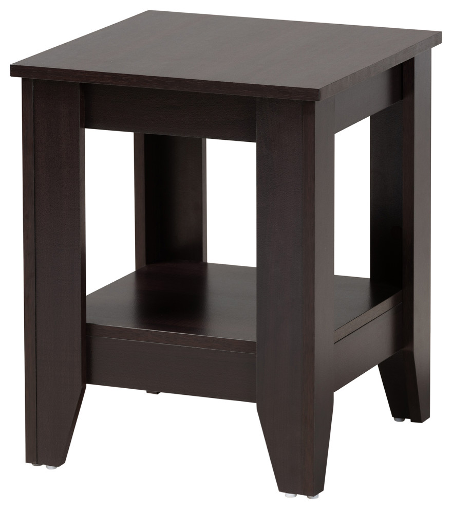 Rickard Dark Brown Wood End Table Transitional Side Tables And End