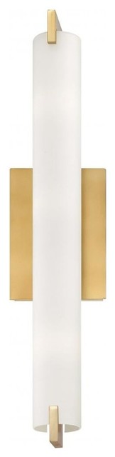 Tube 3 Light Wall Sconce in Honey Gold with Etched Opal glass
