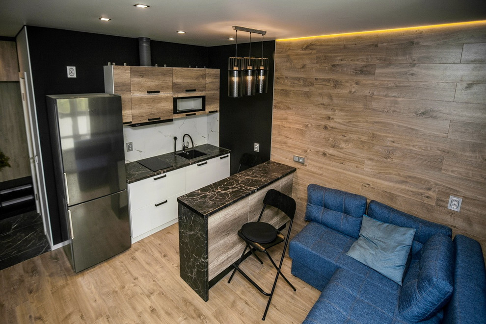 Гостиная 1-х комнатной студии квартиры в Сочи ул.Фабрициуса