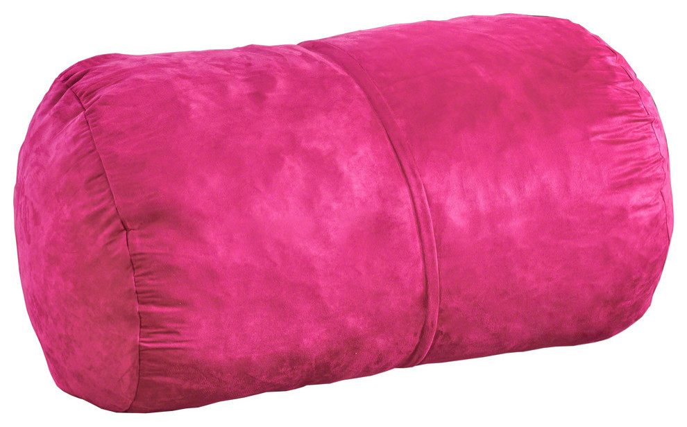 GDF Studio Cassell Fuchsia Pink Fabric 4Foot Lounge Beanbag Chair