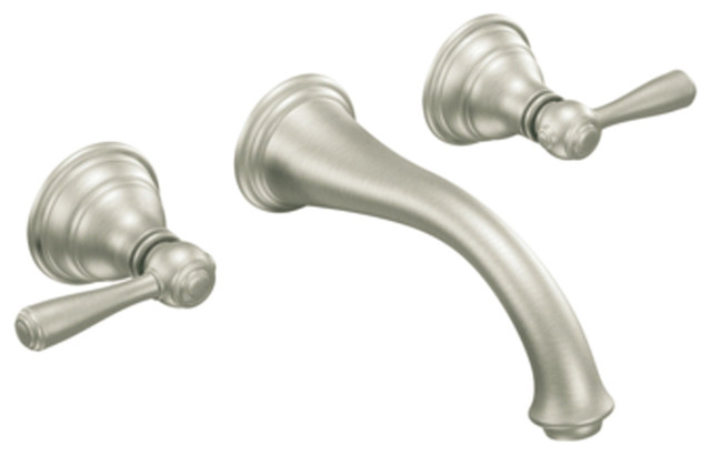 Moen T6107BN Kingsley Two Handle Wall Mount Bathroom Faucet Brushed ...