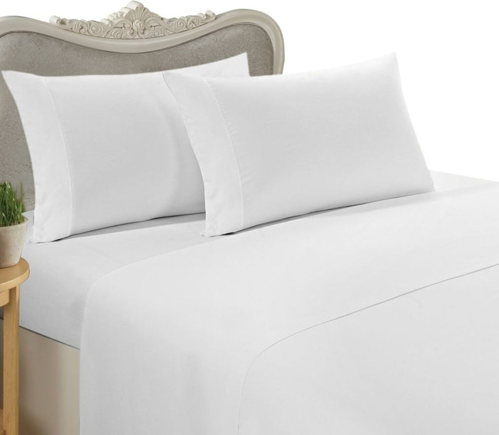 1500 Thread Count Egyptian Cotton Solid Duvet Cover Set, King, White