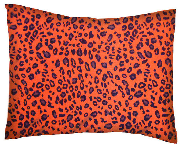 SheetWorld Twin Pillow Case - Percale Pillow Case - Orange Leopard - Made in USA