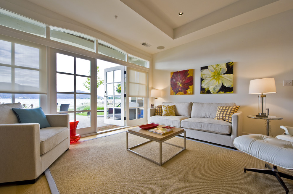 This is an example of a beach style living room in Vancouver.