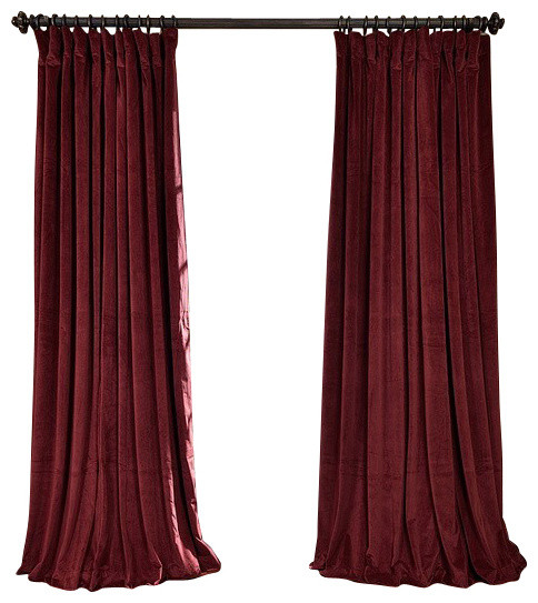 Blackout Velvet Single-Panel Curtain, Burgundy, 100"x84"
