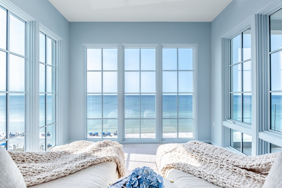 Design ideas for a beach style master bedroom in Atlanta.