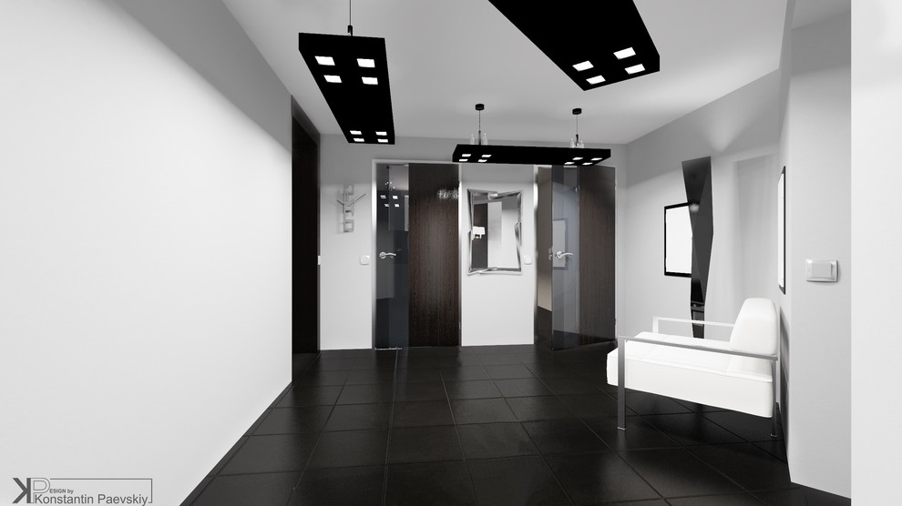Интерьер таунхауса в современном стиле (монохром)