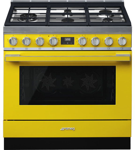 Smeg Portofino ProStyle Dual Fuel Range, 36" Contemporary Gas